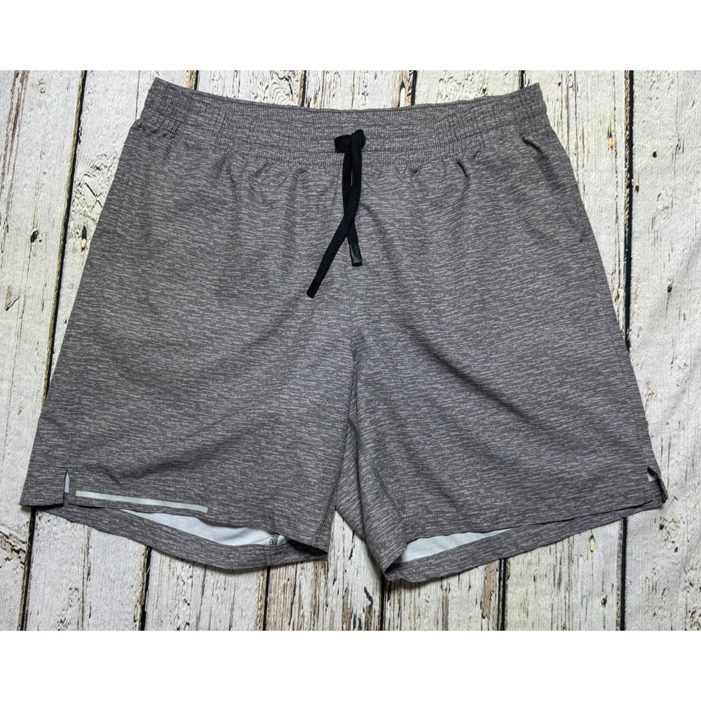 BEARBOTTOM Mens Linerless Athletic Shorts L 7" Gray Elastic Waist Drawstring Gym
